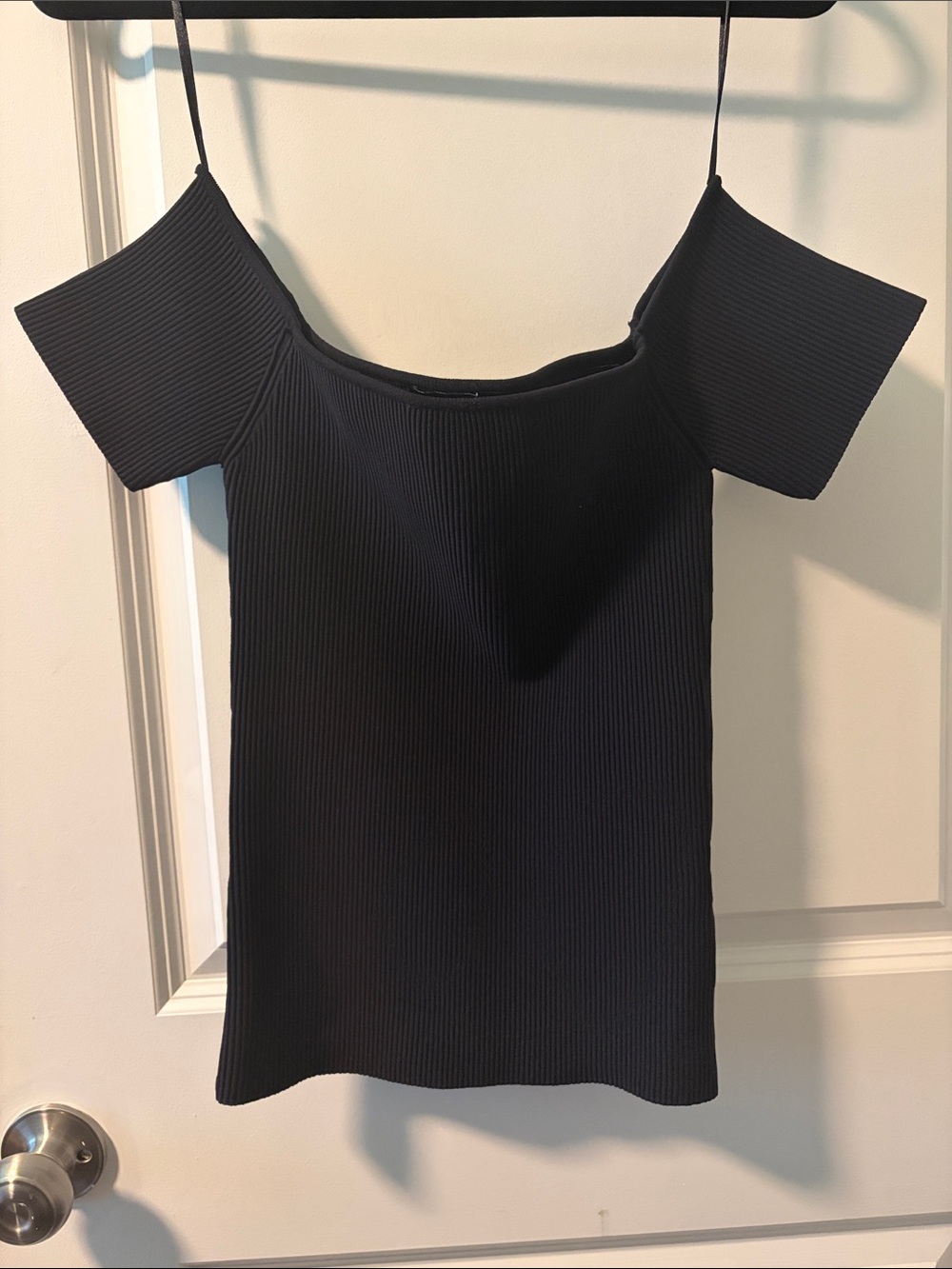 Forever 21 Black Off-Shoulder Ribbed Top